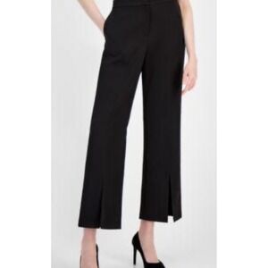 Tahari Black Wide Leg Pants Split Hem‎ Ankle Length Women Size 14
